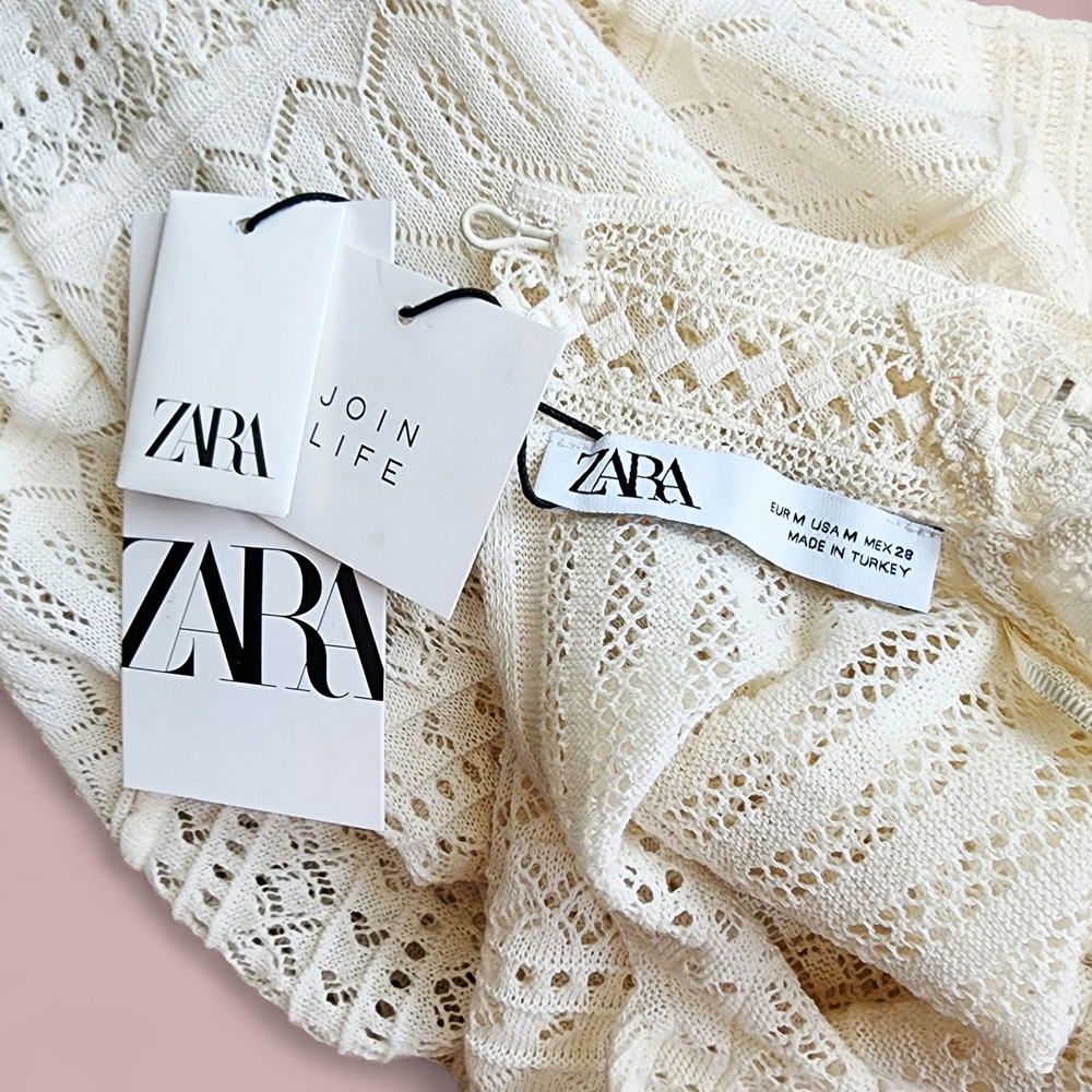 Zara Cream Knit Sweater Blouse Top Women's Size M NEW - Picture 5 of 5
